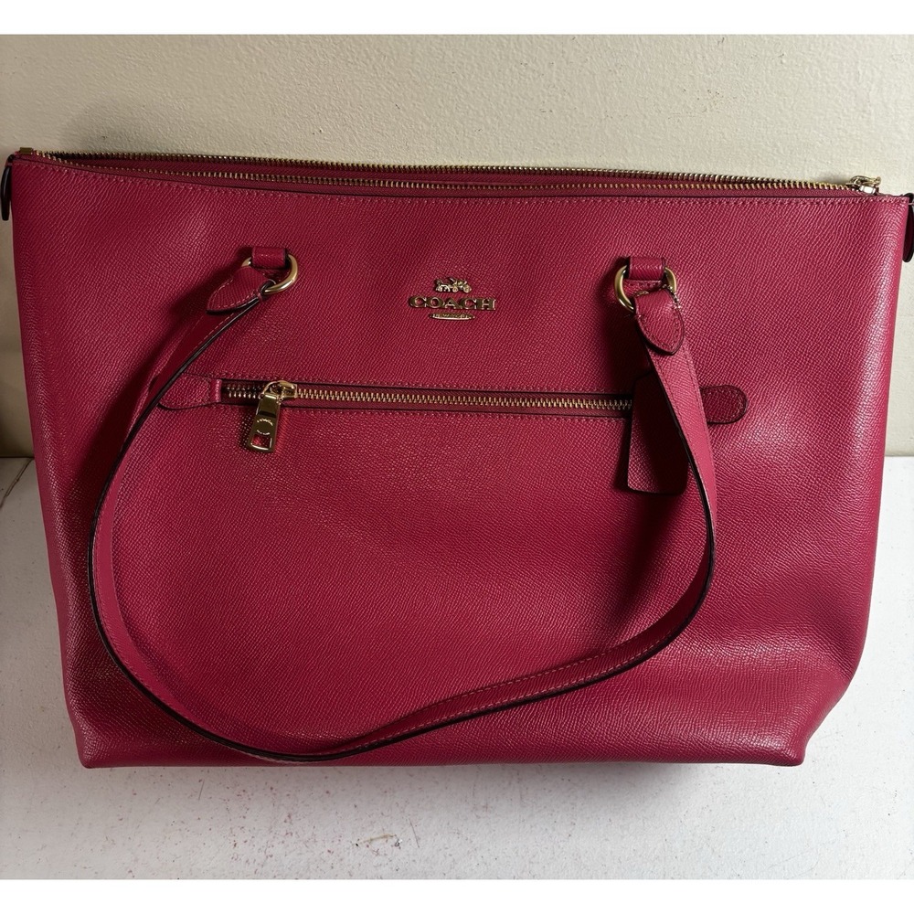 Coach Gallery Tote Fuchsia Pink Shoulder Handbag Large Gold Hardware 79608